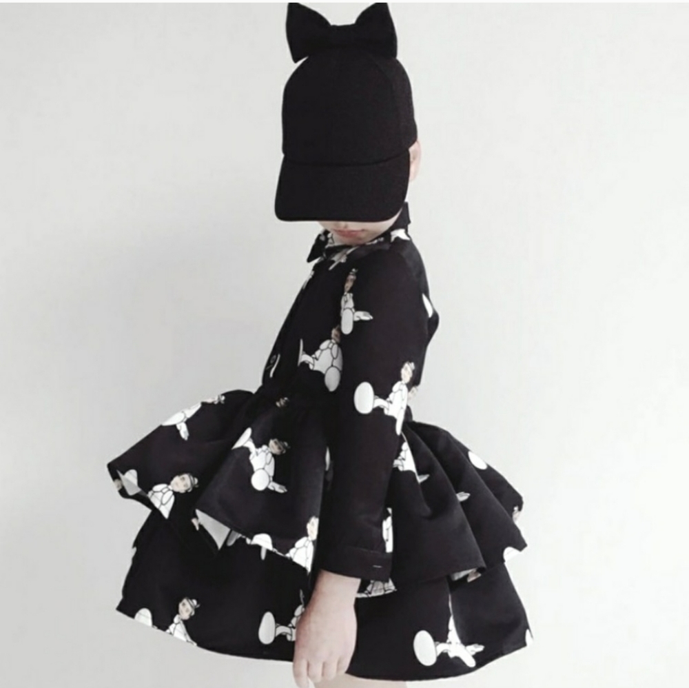 Caroline Bosman Black white ruffle shirt dress 12